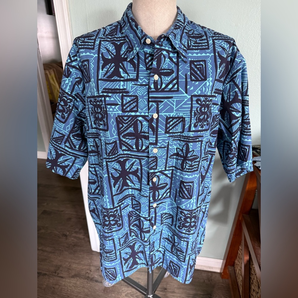 Vintage Phil Edwards by Reyn Spooner Blue Hawaiian Tropical Button Down Size XL